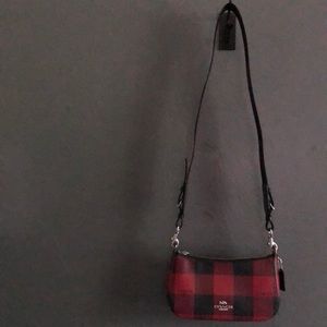 COACH Buffalo Plaid print Leather Crossbody Bag